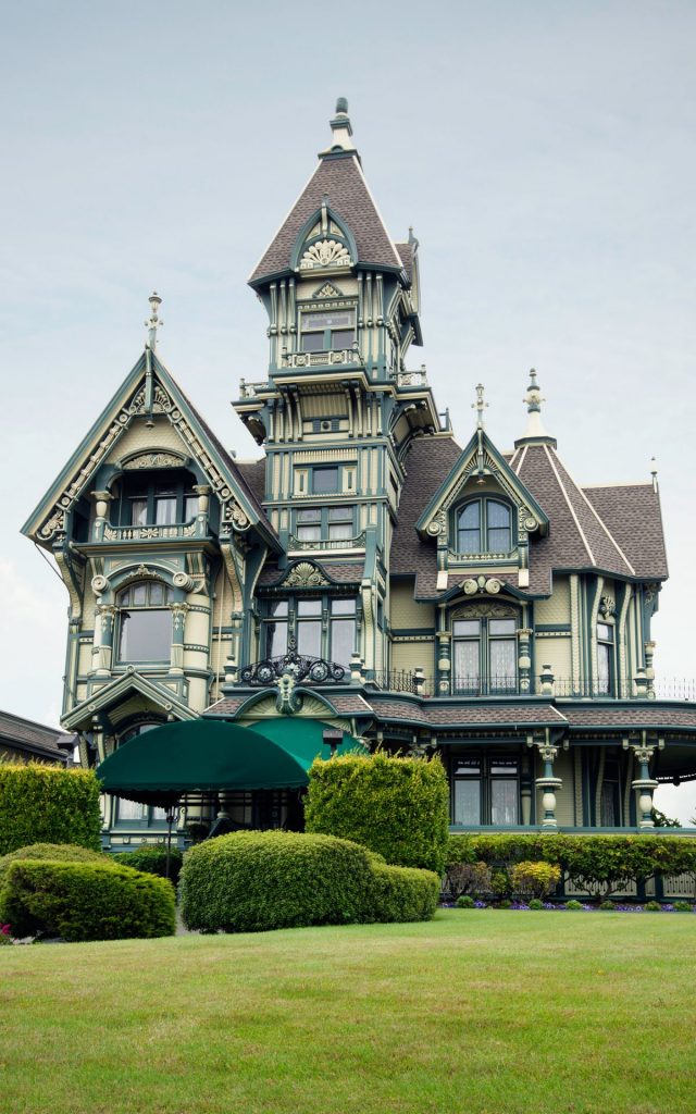 The Carson Mansion, a large Victorian house of American Queen Anne style Victorian architecture in Eureka, California.