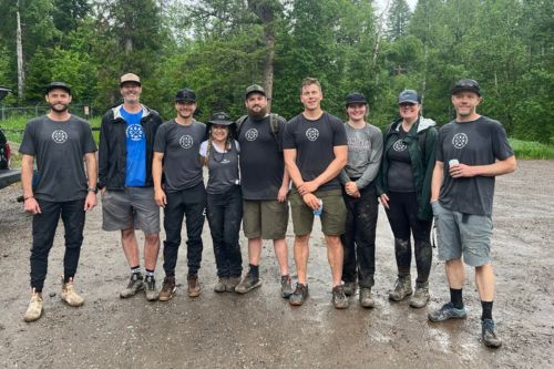 A group of real estate agents from the Windermere office in Whitefish, Montana volunteering together on Community Service Day 2023.